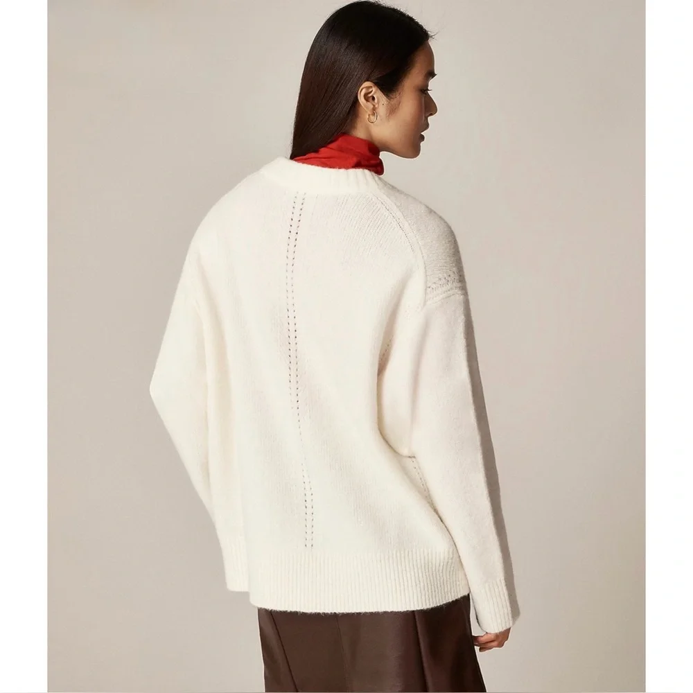 NWT J. Crew Relaxed Crewneck Pullover Sweater Ivory